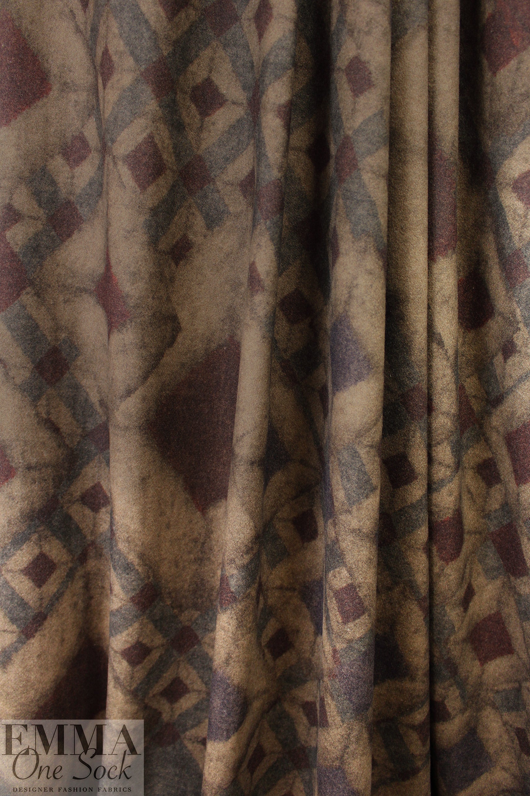 Italian 'misty diamonds' wool blend brushed double-face coating  1.375 yds