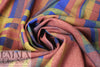 French 'plaid interrupted' wool blend woven - azure/spice 1.25 yard