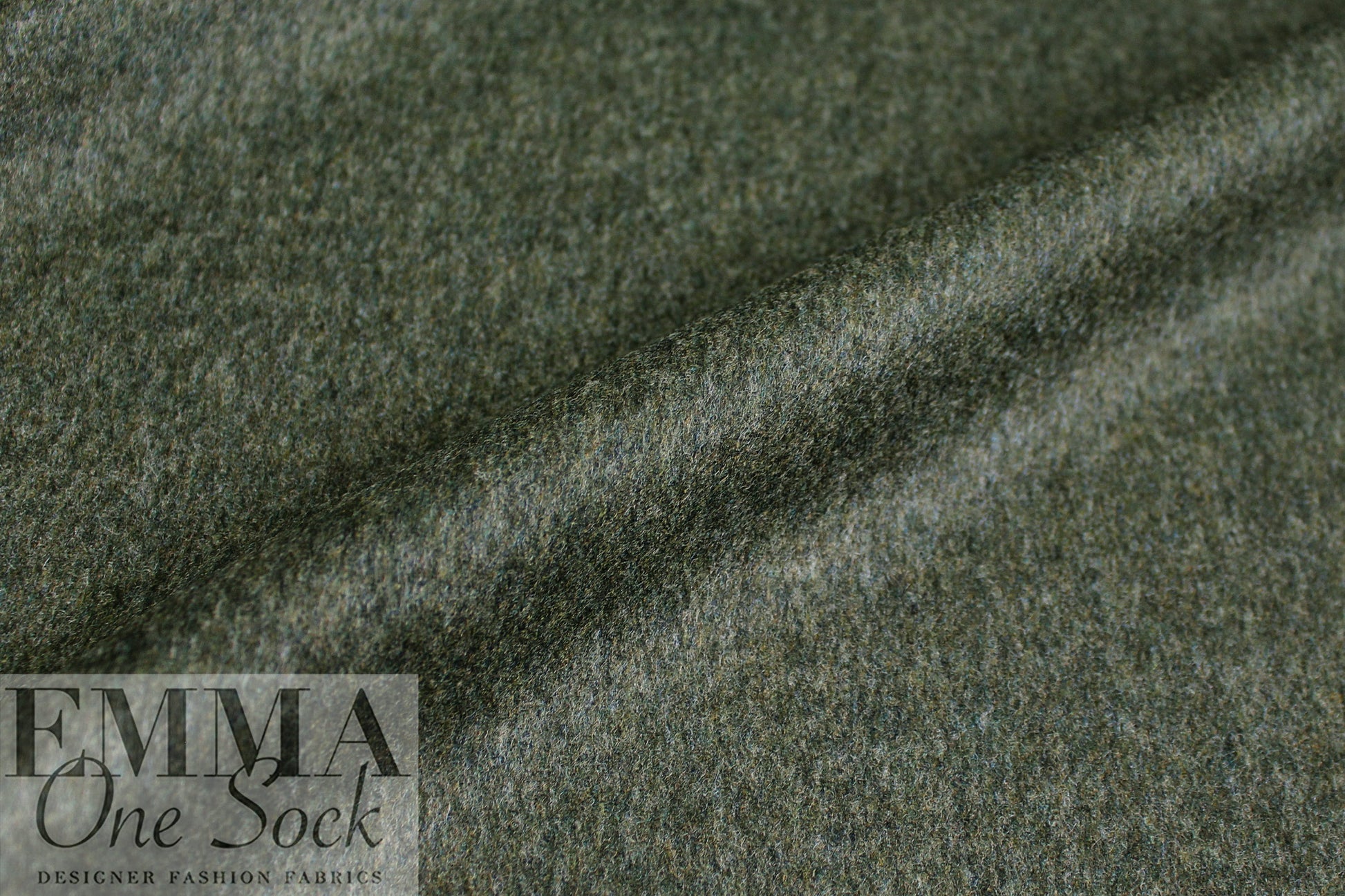 Italian all wool brushed twill suiting - olive heather 1.125 yd