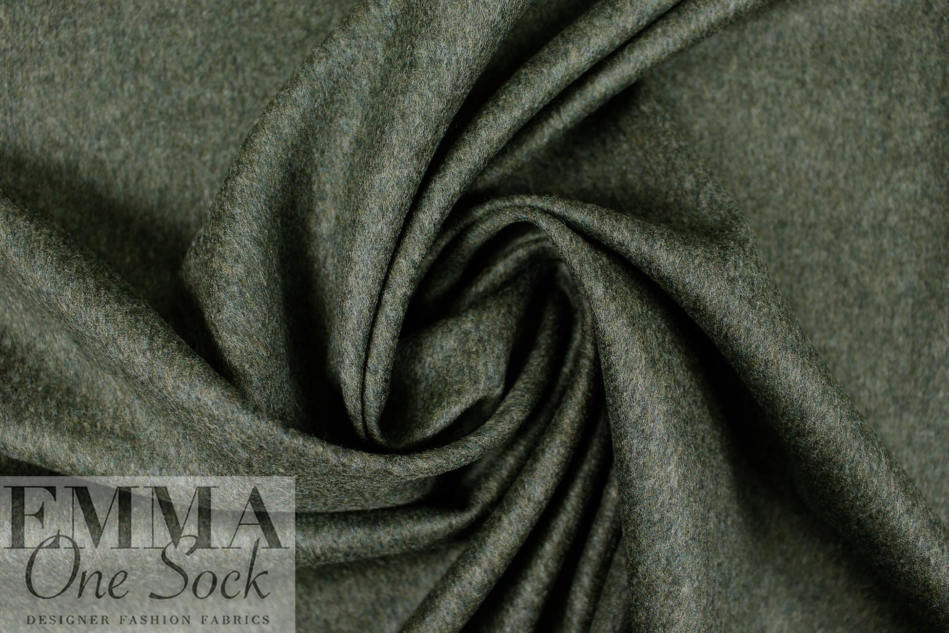 Italian all wool brushed twill suiting - olive heather 1.125 yd
