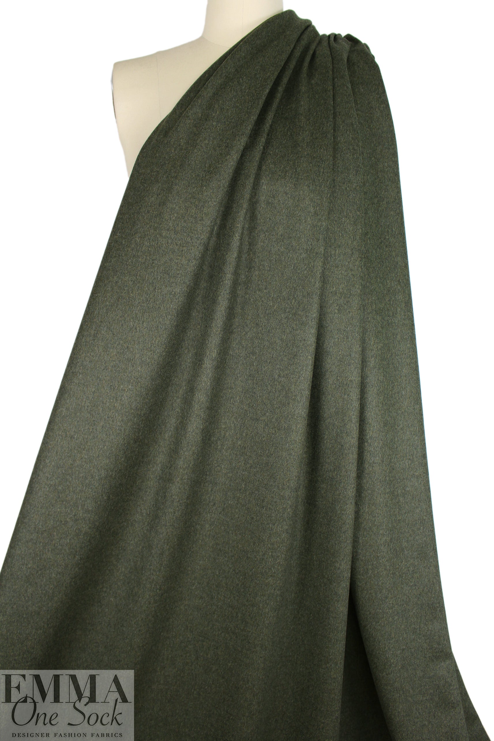 Italian all wool brushed twill suiting - olive heather .5 yds