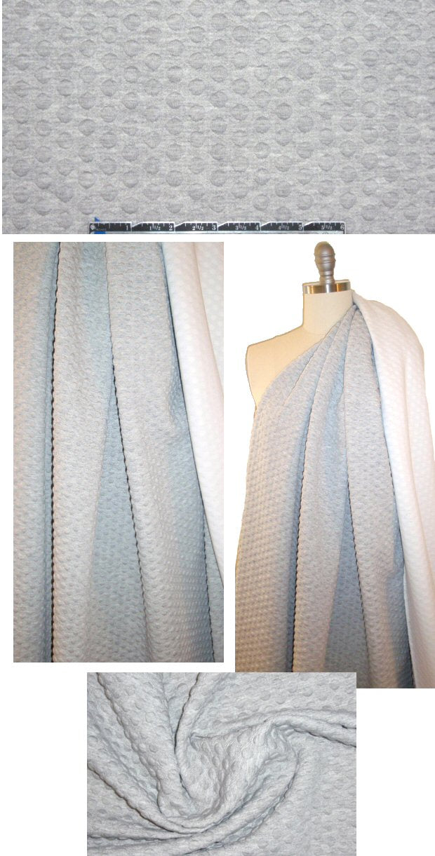 NY designer 3-ply gray textured dot sweatshirt knit