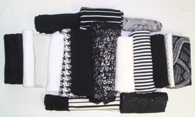 bundle, blk/wht/gray, 18 small cuts, 9 lbs