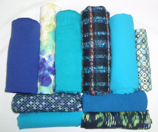 bundle, aqua and blue, 10 small cuts, 5 lbs