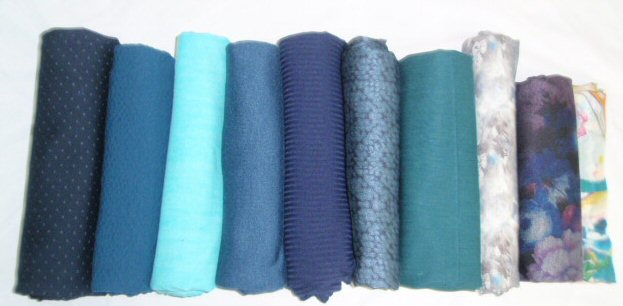 bundle, teal/navy tones, 10 small cuts, 5 lbs