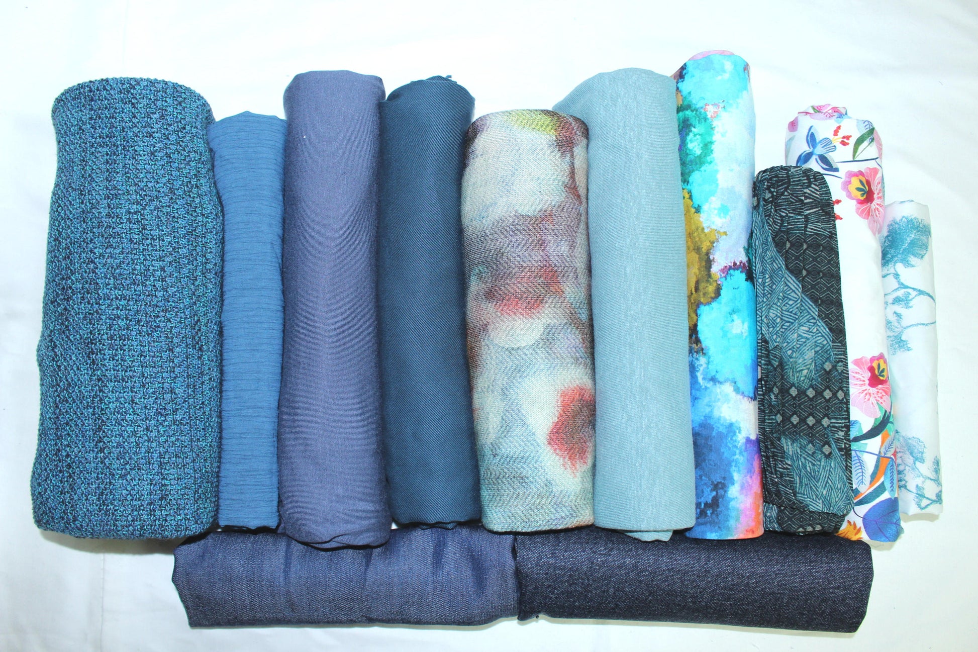 bundle, blue/aqua, 12 small cuts, 5 lbs
