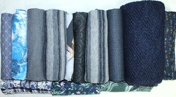 bundle, navy tones, 13 small cuts, 6 lbs