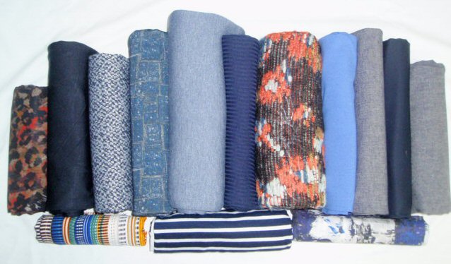 bundle, navy tones, 14 small cuts, 6 lbs