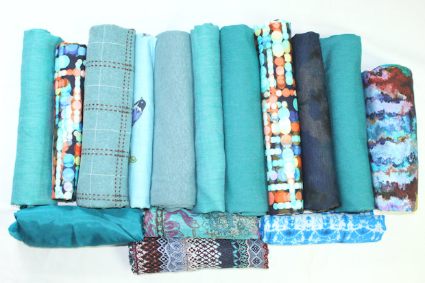 bundle, aqua/teal, 15 small cuts, 5 lbs