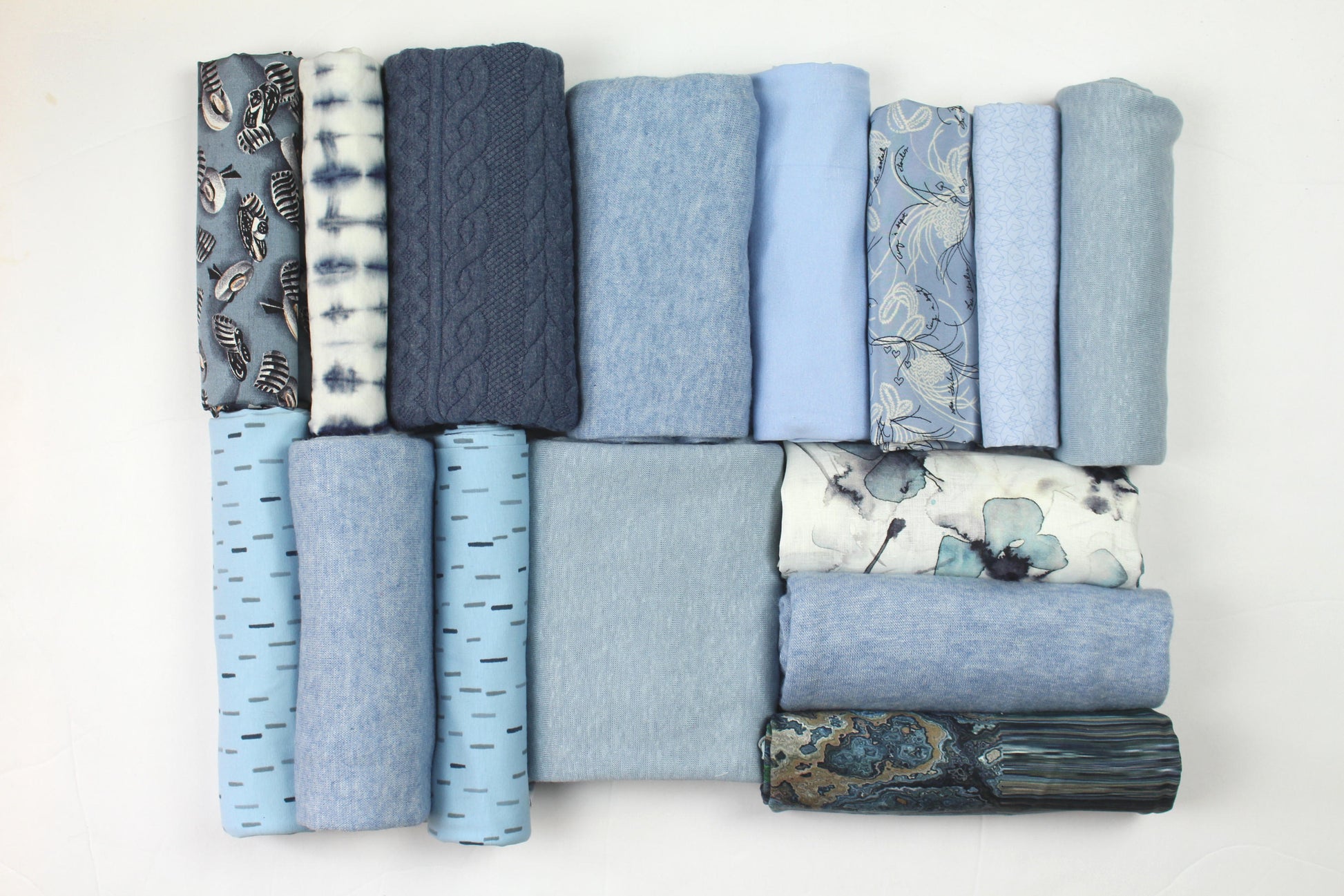bundle, light blues, 15 small cuts, 5 lbs