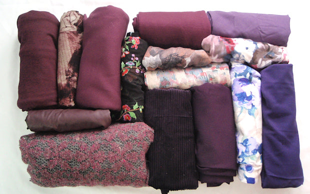 bundle, plum/purple, 15 small cuts, 7 lbs