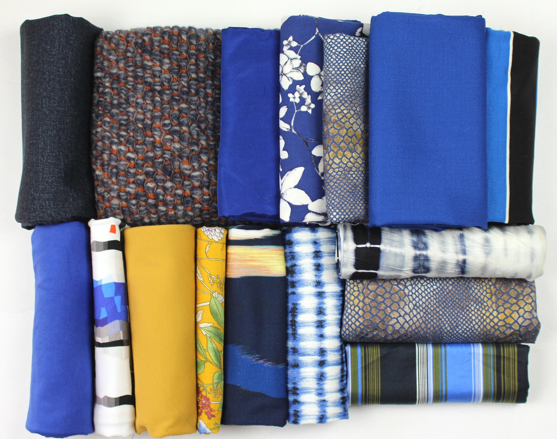 bundle, blue/gold, 16 small cuts, 6 lbs
