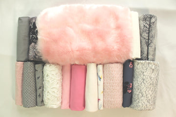 bundle, pink and grey, 15 small cuts, 6 lbs