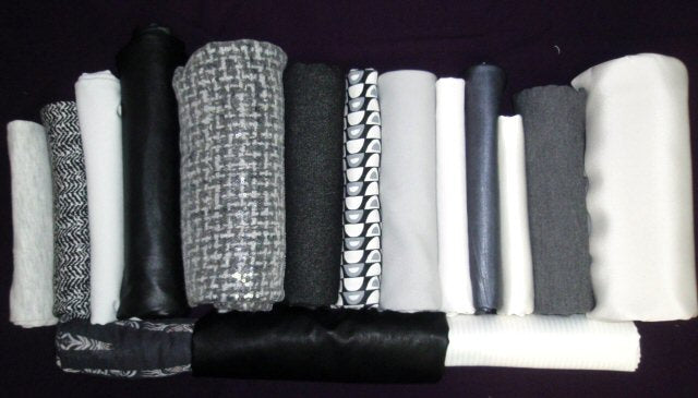 bundle, black/gray/white, 16 small cuts, 8 lbs