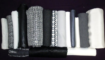 bundle, black/gray/white, 16 small cuts, 8 lbs