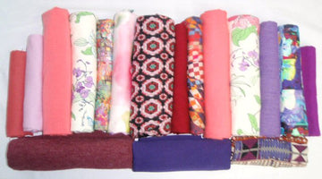bundle, pink/purple floral, 17 small cuts, 7 lbs
