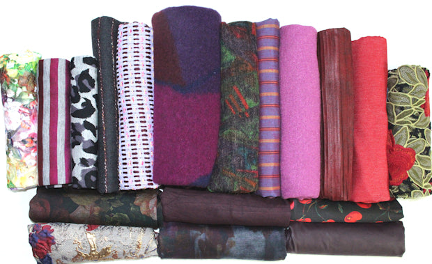 bundle, plum/purple/red, 18 small cuts, 5 lbs