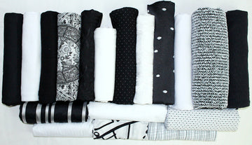 bundle, black/white, 18 small cuts, 7 lbs