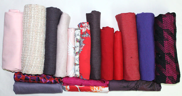 bundle, pink/red/purple, 18 small cuts, 7 lbs