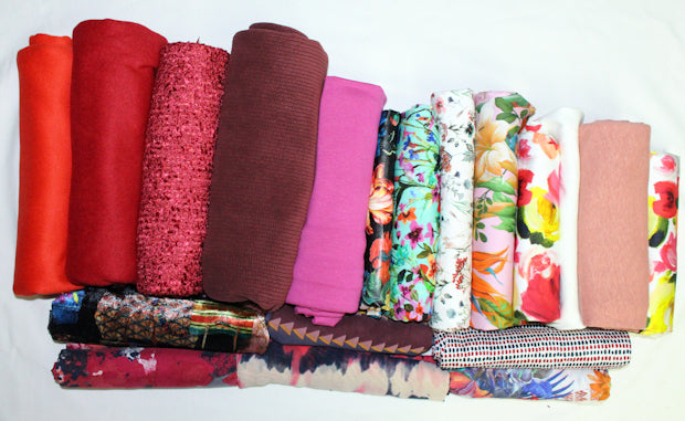 bundle, reds/florals, 19 small cuts, 7 lbs