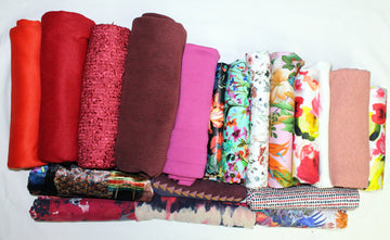 bundle, reds/florals, 19 small cuts, 7 lbs