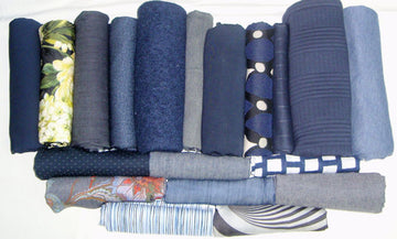bundle, denim, 19 small cuts, 9 lbs