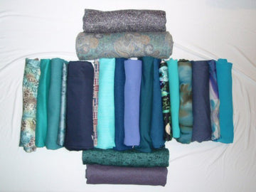 bundle, aqua/indigo, 21 small cuts, 11 lbs