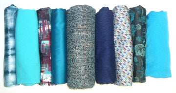 bundle, aqua and blues, 9 small cuts, 4 lbs