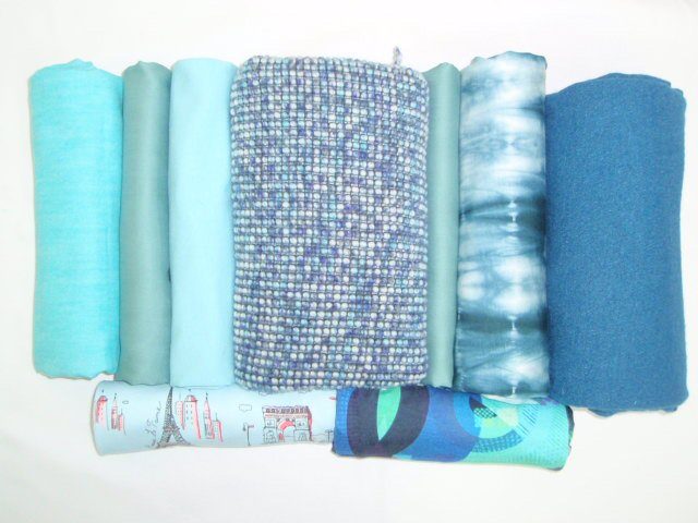 bundle, aqua/teal, 9 small cuts, 5 lbs
