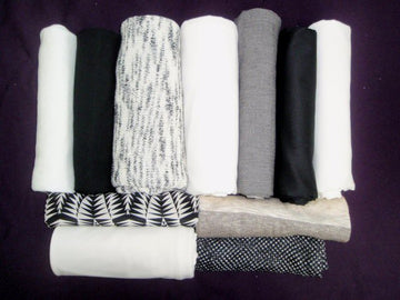 bundle, black/cream, 11 small cuts, 6 lbs