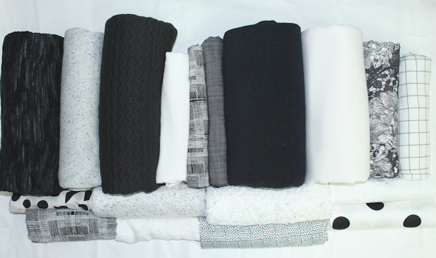 bundle, black/white, 18 small cuts, 8 lbs