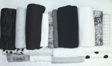 bundle, black/white, 18 small cuts, 8 lbs