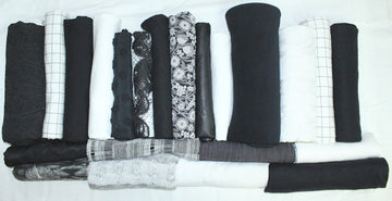 bundle, black/white, 22 small cuts, 8 lbs
