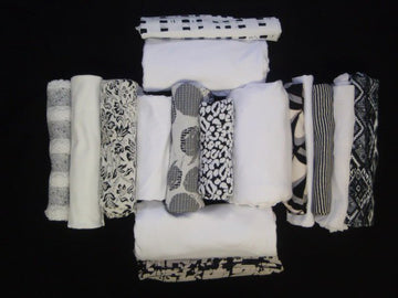 bundle, black/white, 16 small cuts, 9 lbs