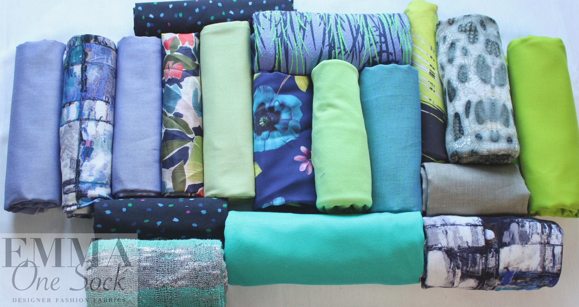 bundle, blue/lime, 18 small cuts, 6 lbs