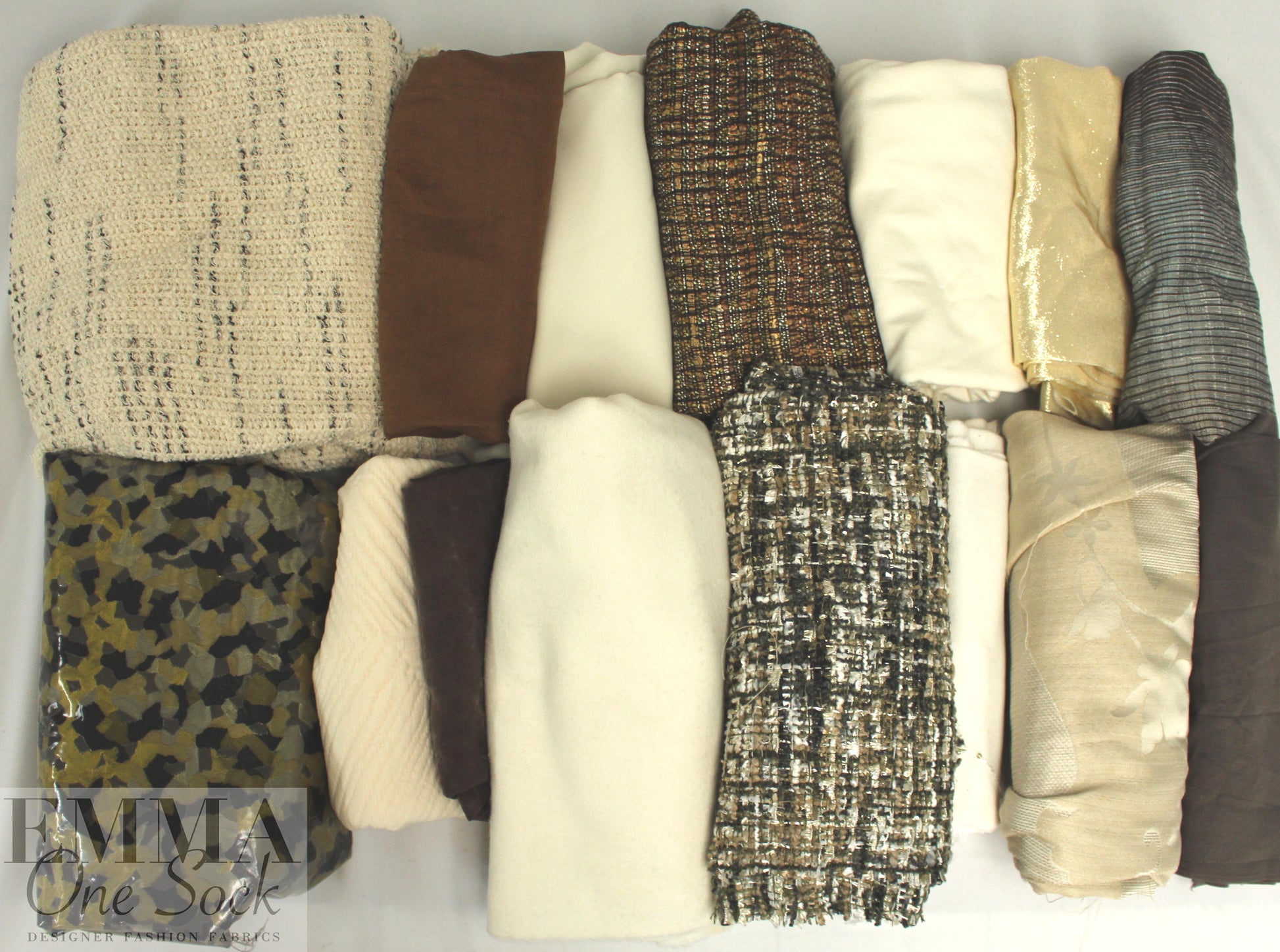 bundle, brown/cream, 15 small cuts, 7 lbs