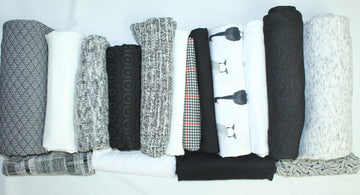 bundle, black/white, 16 small cuts, 7 lbs