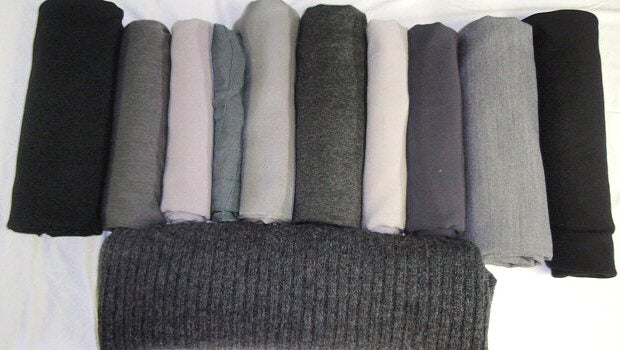bundle, gray/black solids, 11 small cuts, 5 lbs