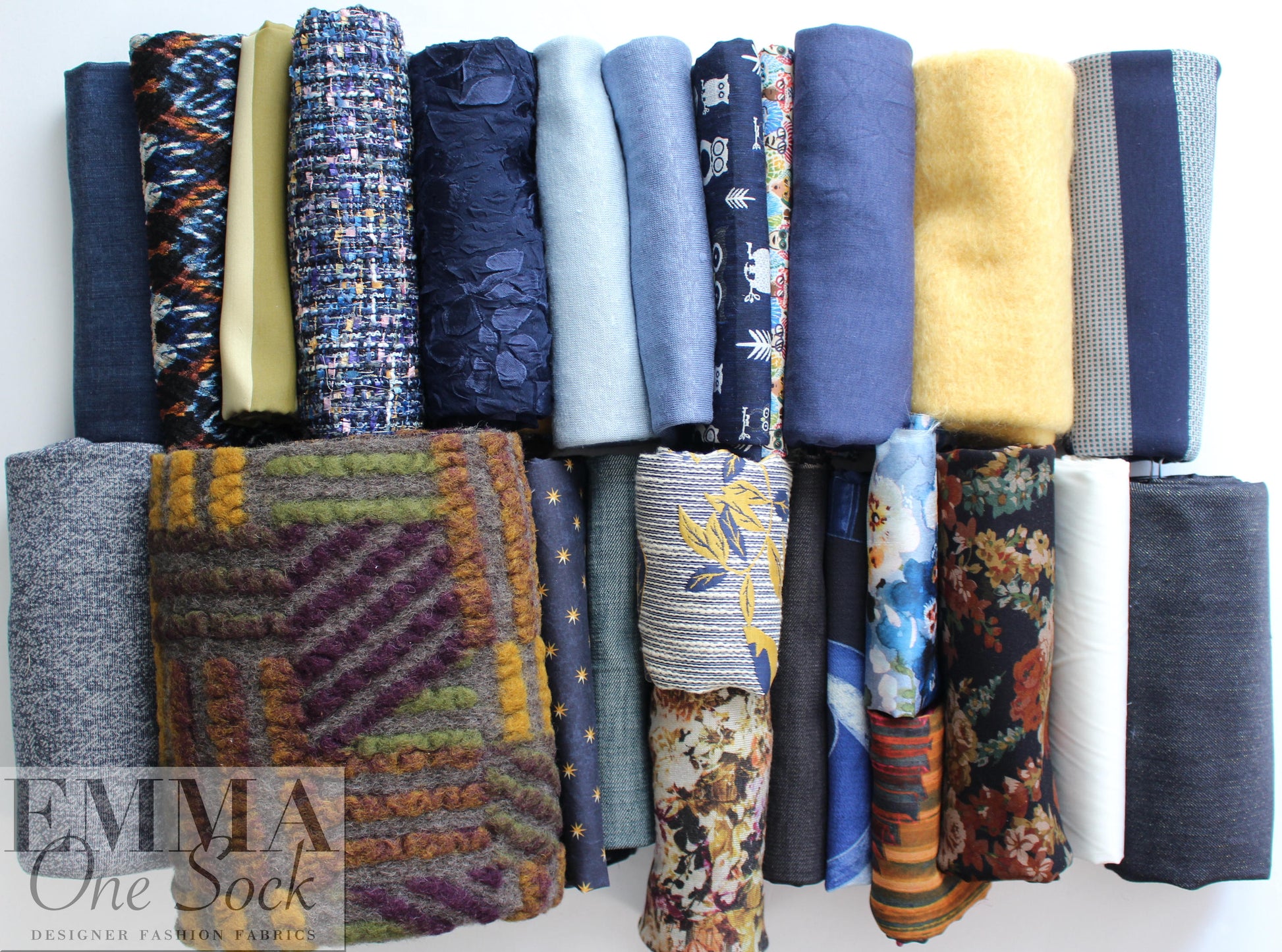 bundle, navy/gold, 25 small cuts, 7 lbs