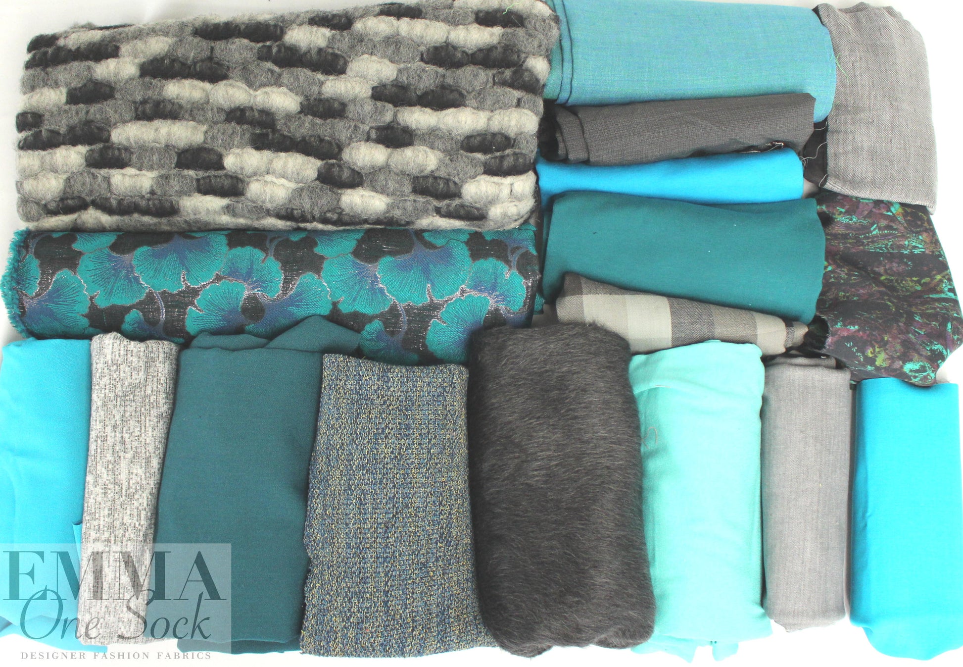 bundle, teal/gray, 20 small cuts, 6 lbs