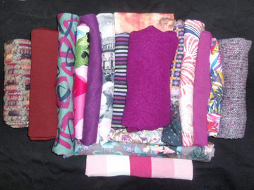 bundle, fuschia/mulberry, 17 small cuts, 7 lbs