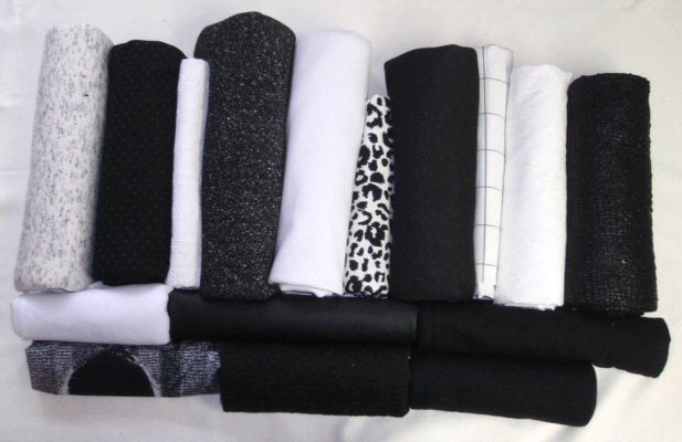 bundle, black/white tones, 16 small cuts, 8 lbs