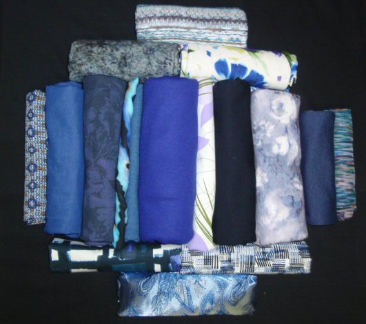 bundle, blues, 17 small cuts, 7 lbs
