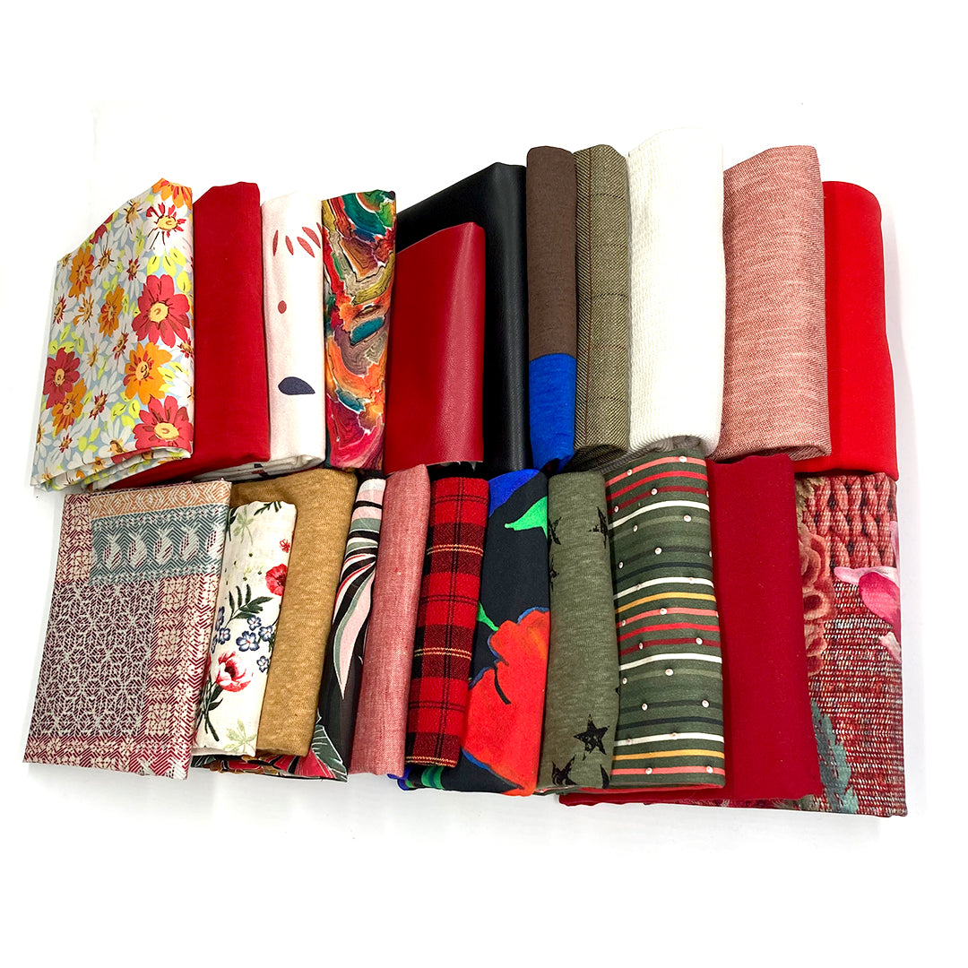 bundle, pink/red, 22 small cuts, 6.5 lbs