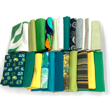 bundle, green tones, 22 small cuts, 6.5 lbs