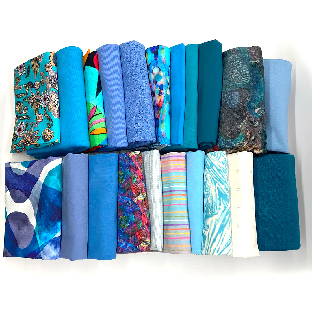 bundle, sky tones, 22 small cuts, 6 lbs