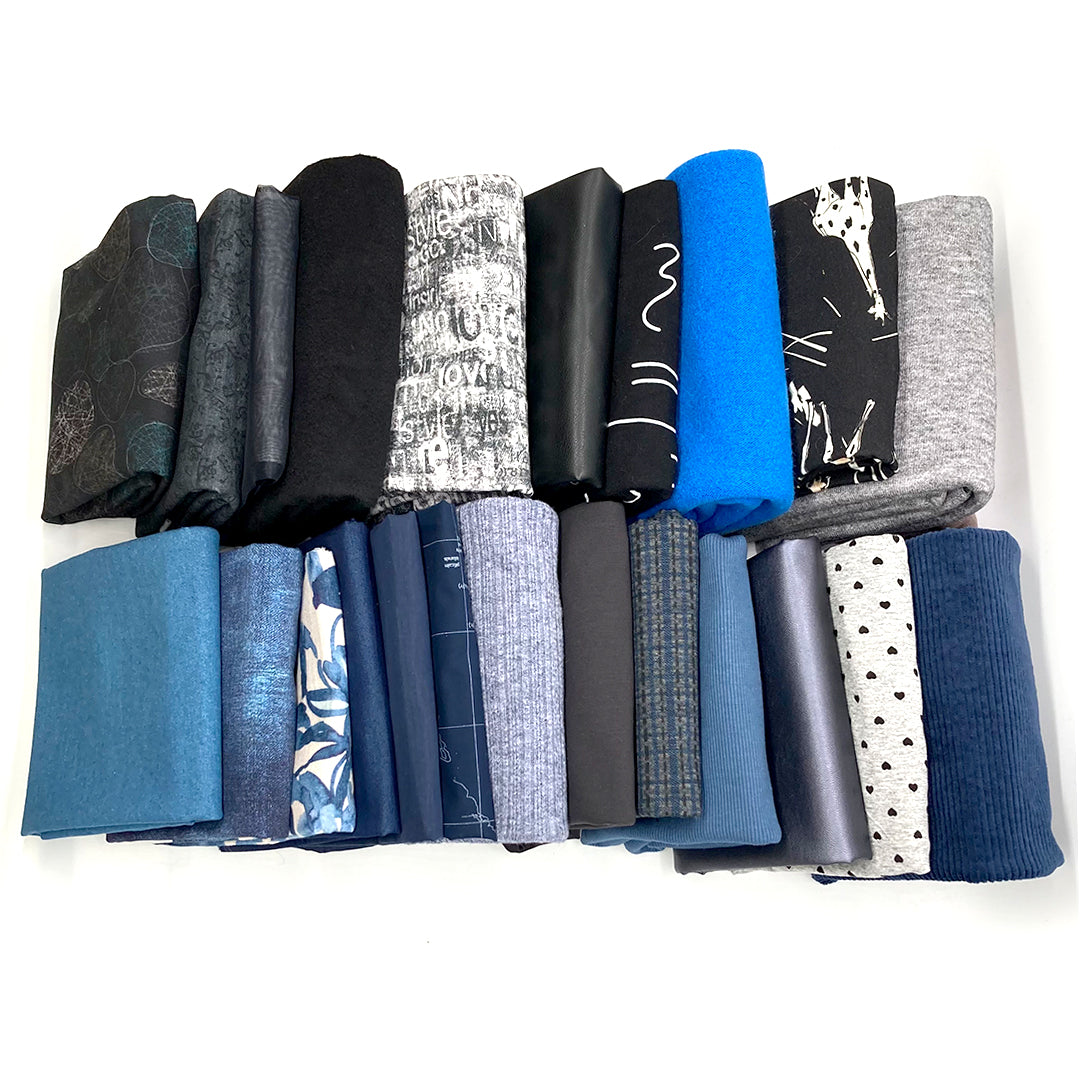 bundle, navy/grayscale, 23 small cuts, 7 lbs