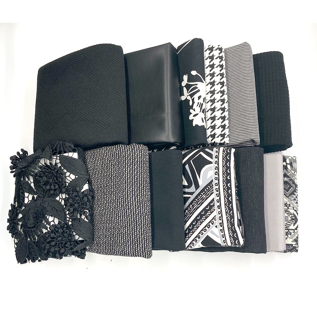 bundle, black/white/gray, 13 small cuts, 6 lbs