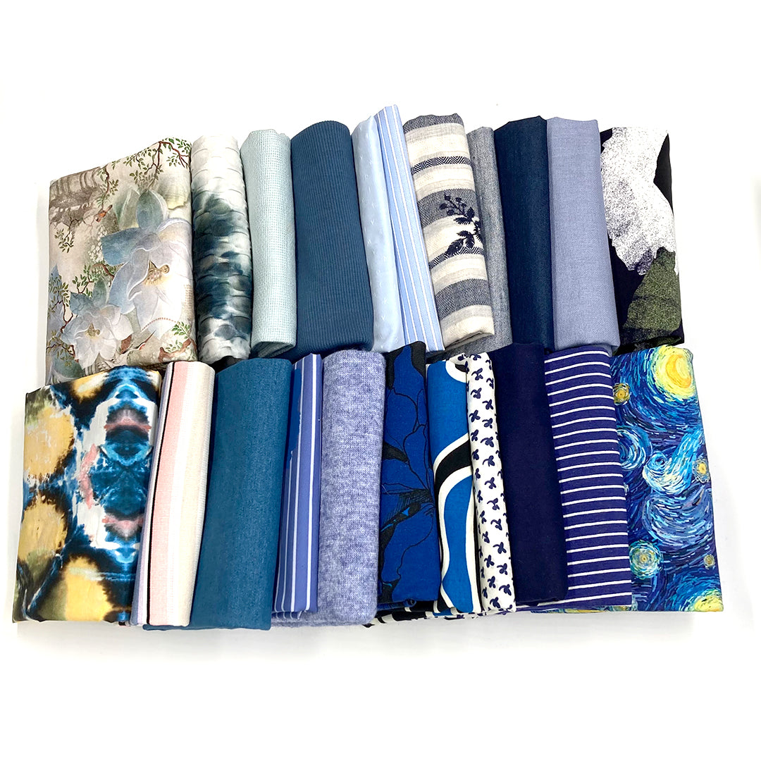 bundle, blue tones, 22 small cuts, 6 lbs