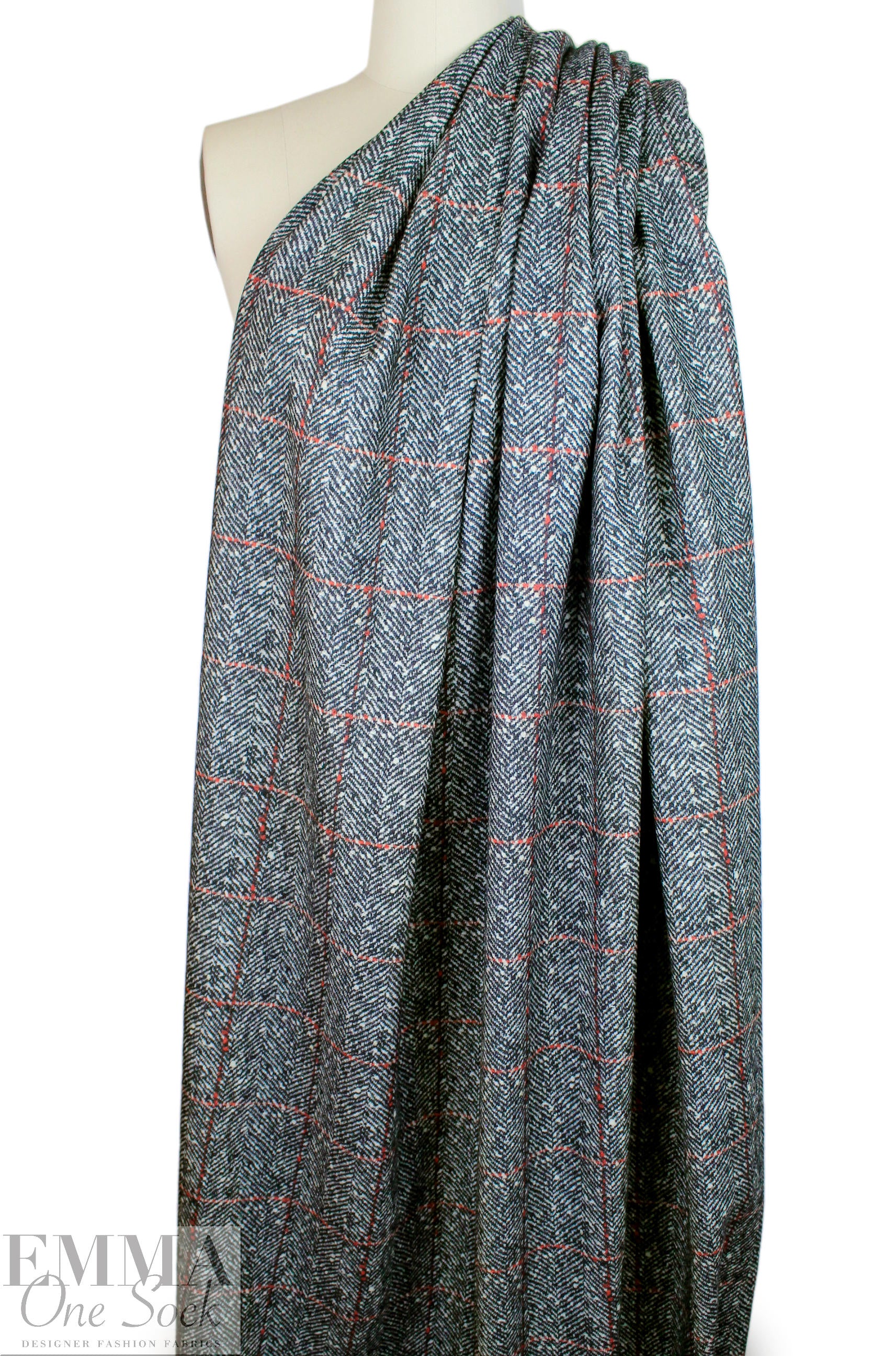 Bur6erry luxury wool coating - printed tweedy plaid .875 yds